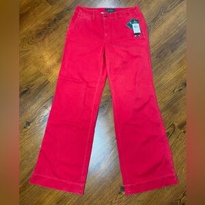 🌹 Ralph Lauren 🌹 NWT Vintage Biltmore Trousers 100% Cotton Red Relaxed Fit Pants